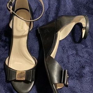 Cole Haan Open toe Wedges, gold buckle on top